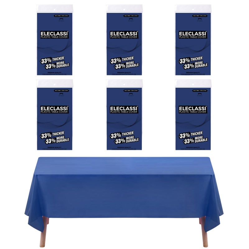 Eleclassi Navy Blue 6 Pack Premium Disposable Plastic Tablecloth 54 x 108 in - Plastic Table Cloth Disposable Tablecloth for Rectangle Table Up to 8 Feet - Image 1
